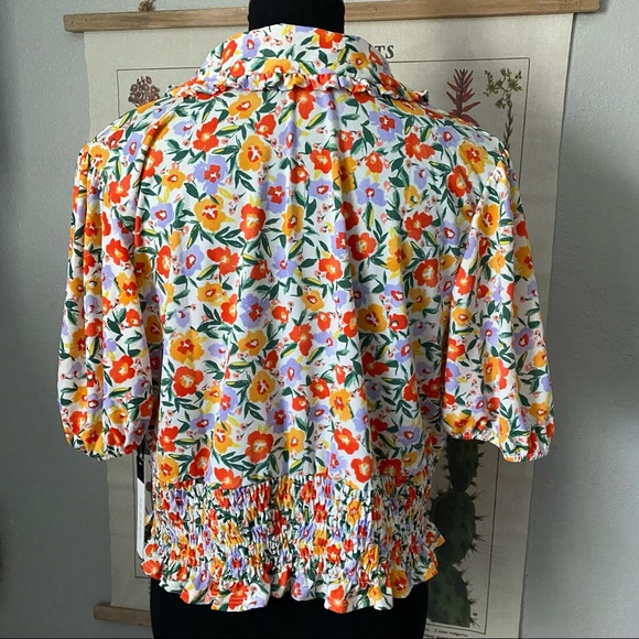 NWT S.C. Society Cropped Floral Peasant Top - Picture 5 of 9